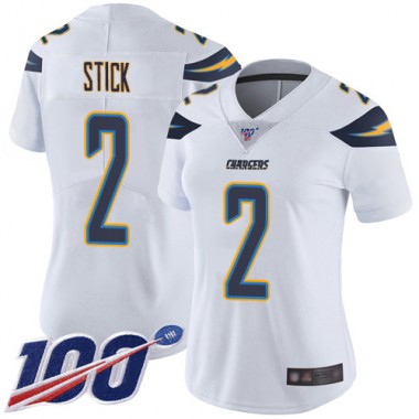 Los Angeles Chargers NFL Football Easton Stick White Jersey Women Limited #2 Road 100th Season Vapor Untouchable->women nfl jersey->Women Jersey